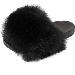 FUNKYMONKEY Women's Slides Faux Fur Cute Slip On Fuzzy Slippers